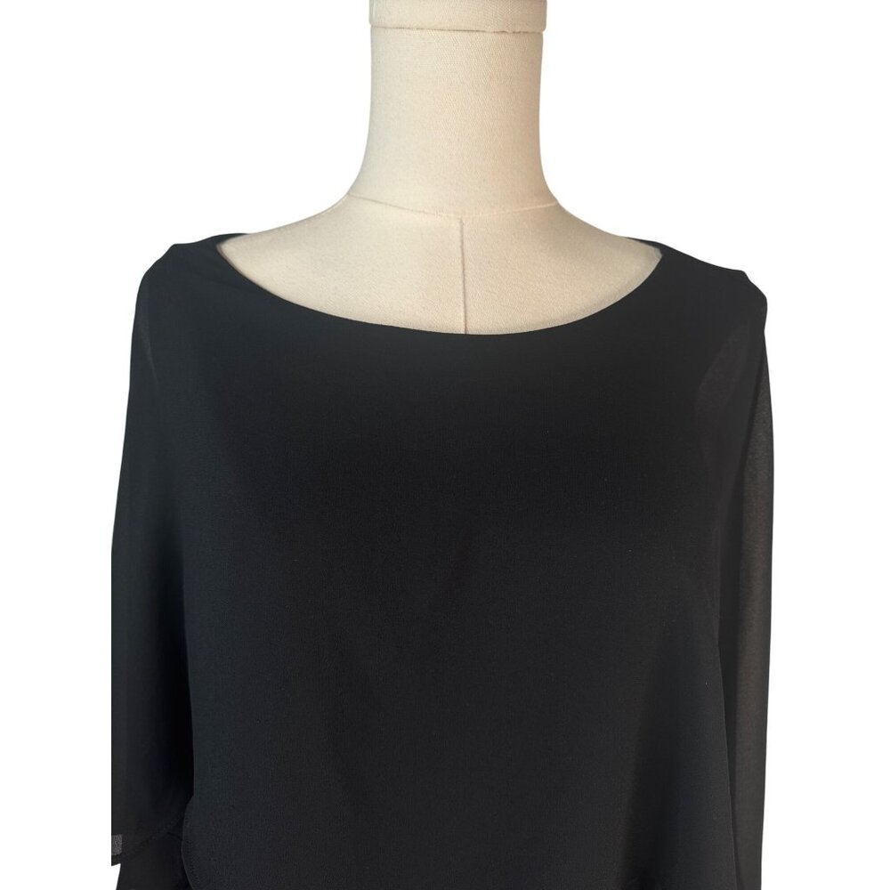 2/$30 ZARA Large Black Chiffon Sheer Wide Sleeves Blouse Cuffs - Picture 5 of 12